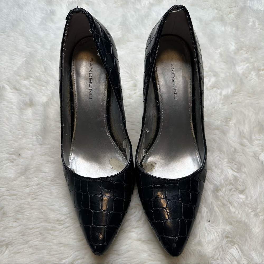 Bandolino Black Heels Pointed Toe Glossy Finish Black Size 9 - Picture 1 of 16